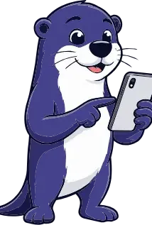 Otto the Otter mascot using the mobile app